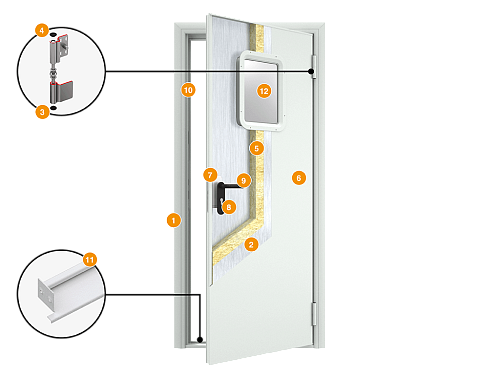 Конструкция Техническая дверь DoorHan 880х2050 правая Конструкция Техническая дверь DoorHan 880х2050 правая