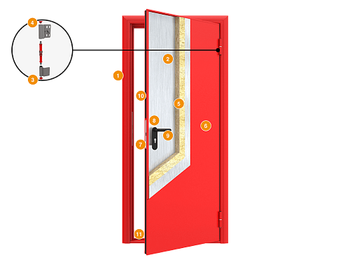 Конструкция Противопожарная дверь DoorHan 680х2050 левая Конструкция Противопожарная дверь DoorHan 680х2050 левая